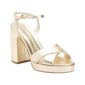 STUART WEITZMAN Light Gold Made In Spain Leather Dayna Platform Sandals
